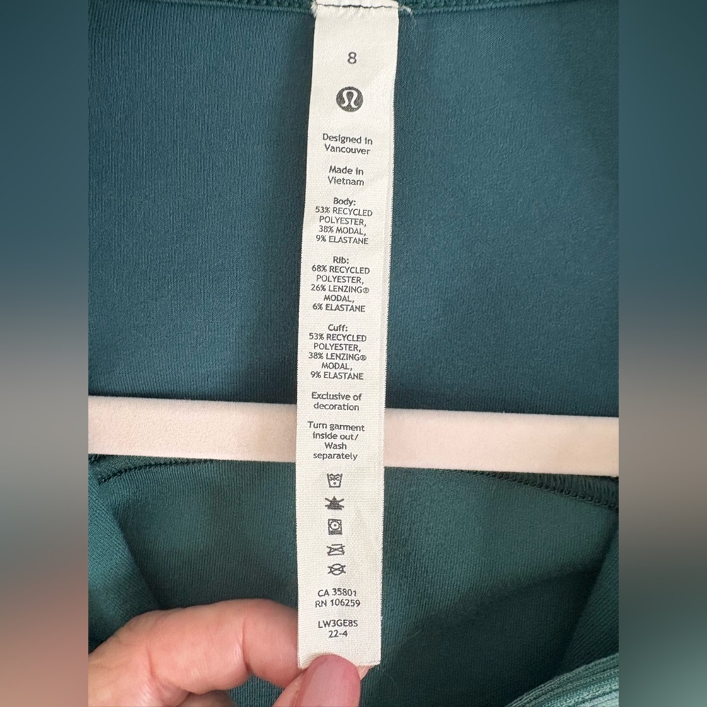 Lululemon | Brushed Softstreme Ribbed Half Zip | Sz 8 | Green Jasper | EUC - Picture 10 of 11